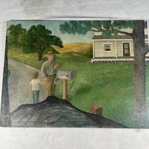 Rural Farmhouse Mailbox Original Oil Painting‎ on Fredrix Canvas Panel Signed